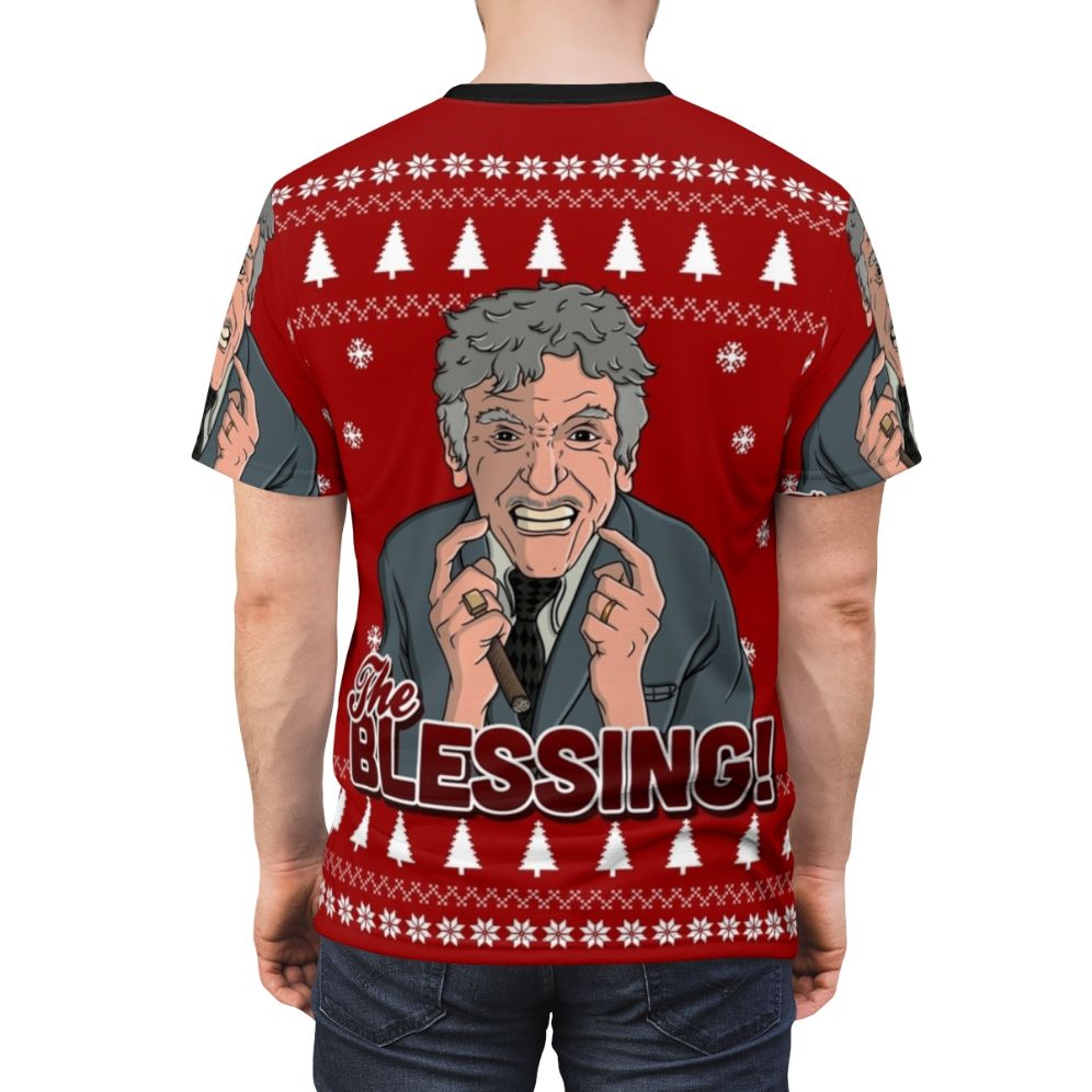 Griswold Family Christmas-inspired AOP T-shirt featuring a cozy, festive design - men back