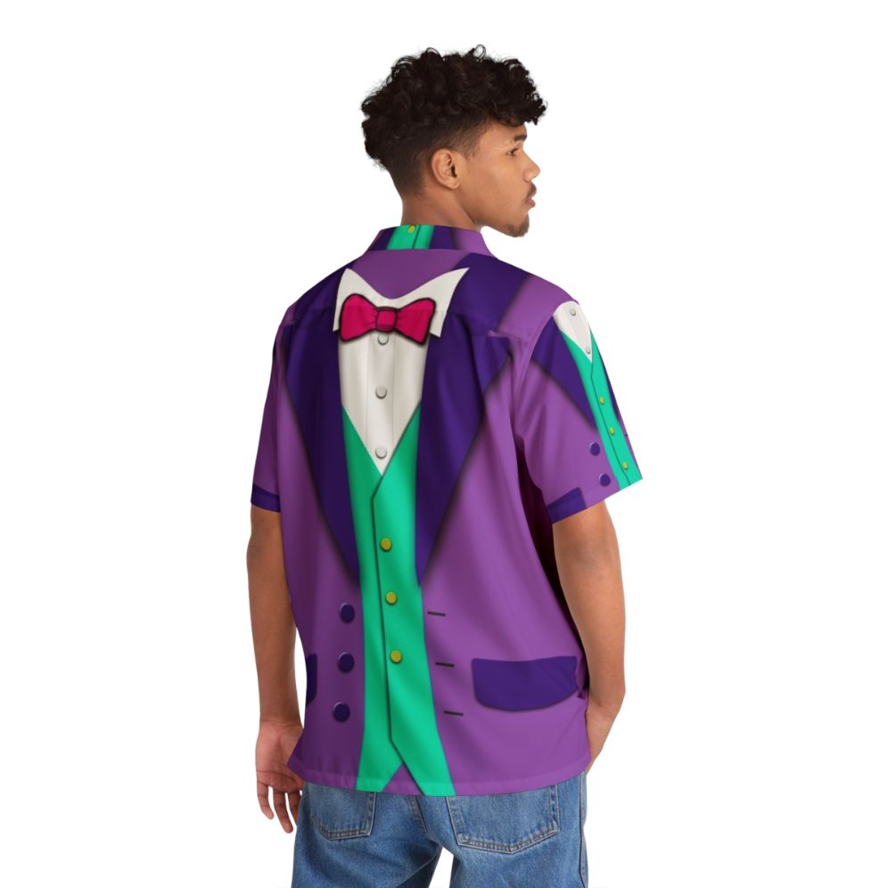 Formal purple Hawaiian shirt with tuxedo bowtie and vest - People Back