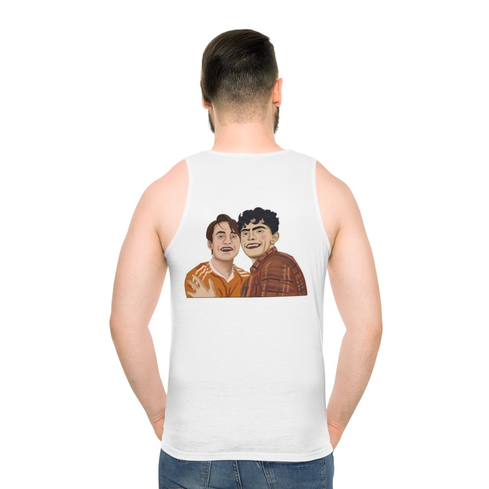 Heartstopper Netflix Nick and Charlie Smiling Unisex Tank Top - men back