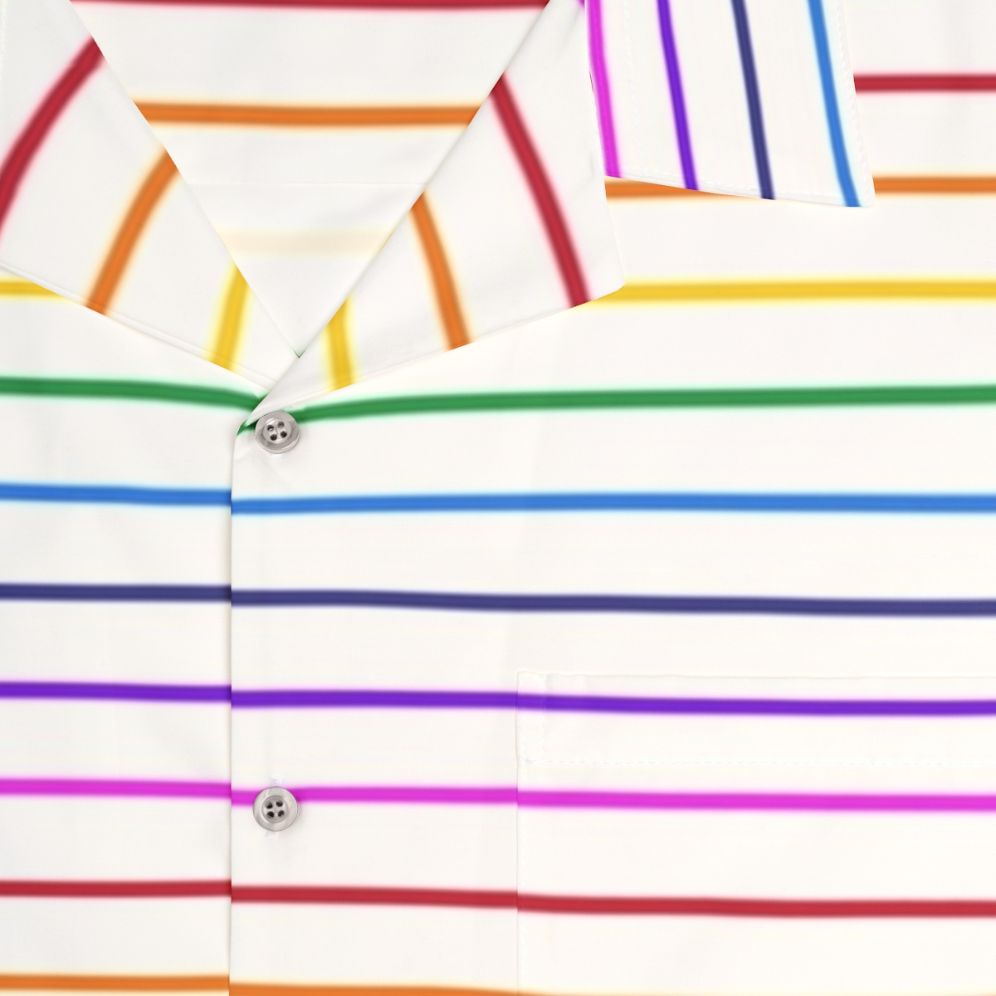 Colorful rainbow striped Hawaiian shirt - Detail