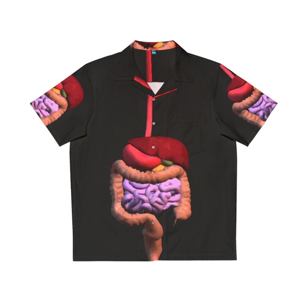 Funny digestive system Hawaiian shirt with cartoon anatomy design