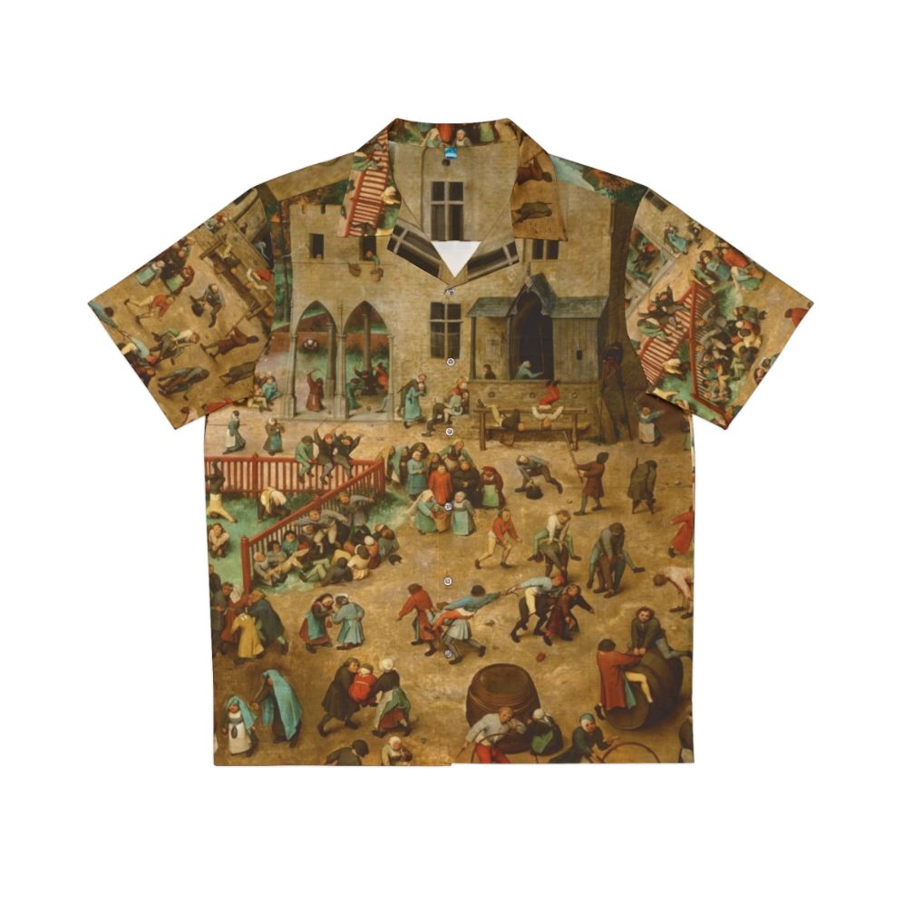 Pieter Bruegel's 'Children's Games' depicted on a Hawaiian shirt