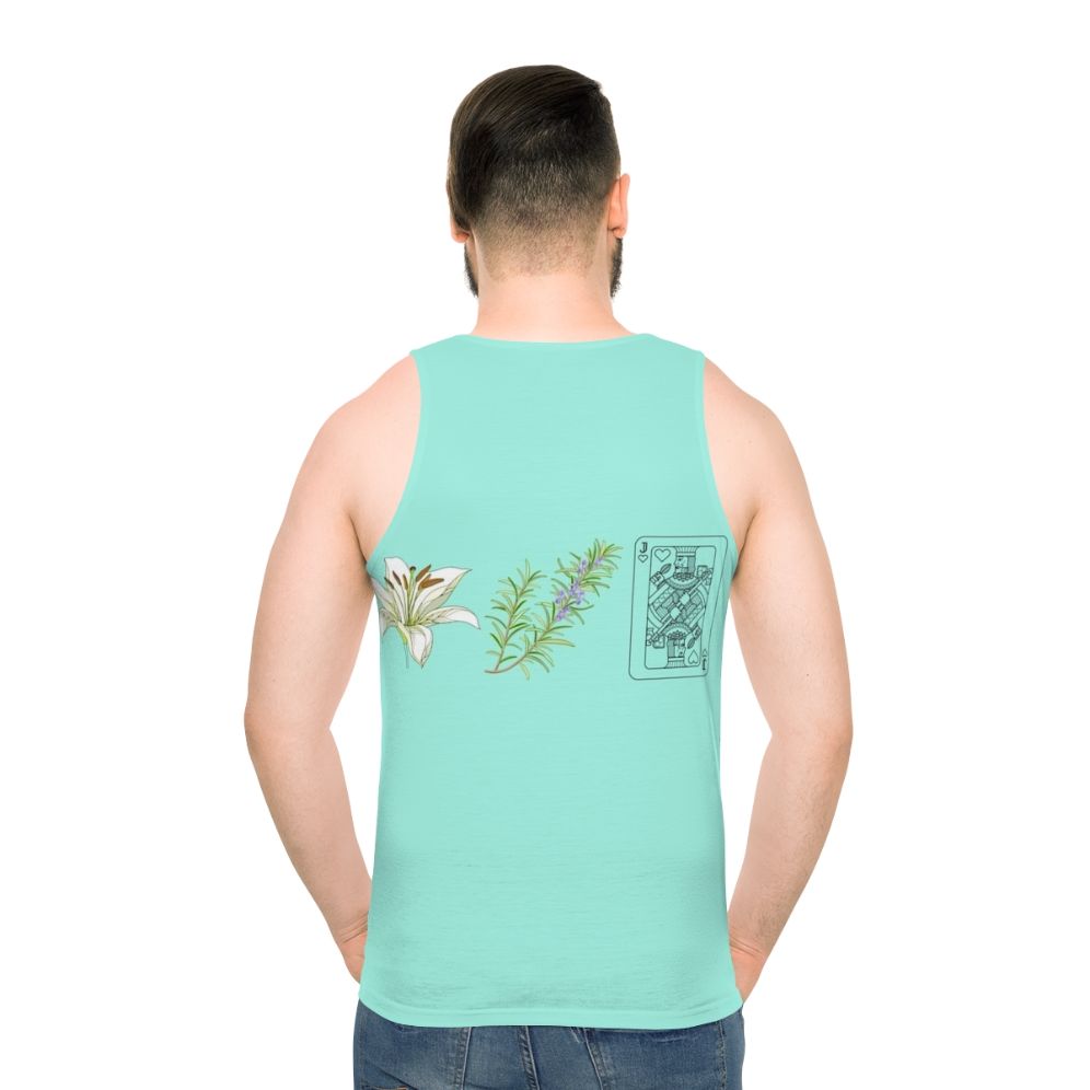 Unisex "Lily Rosemary And The Jack Of Hearts" retro graphic tank top for bob dylan fans - men back