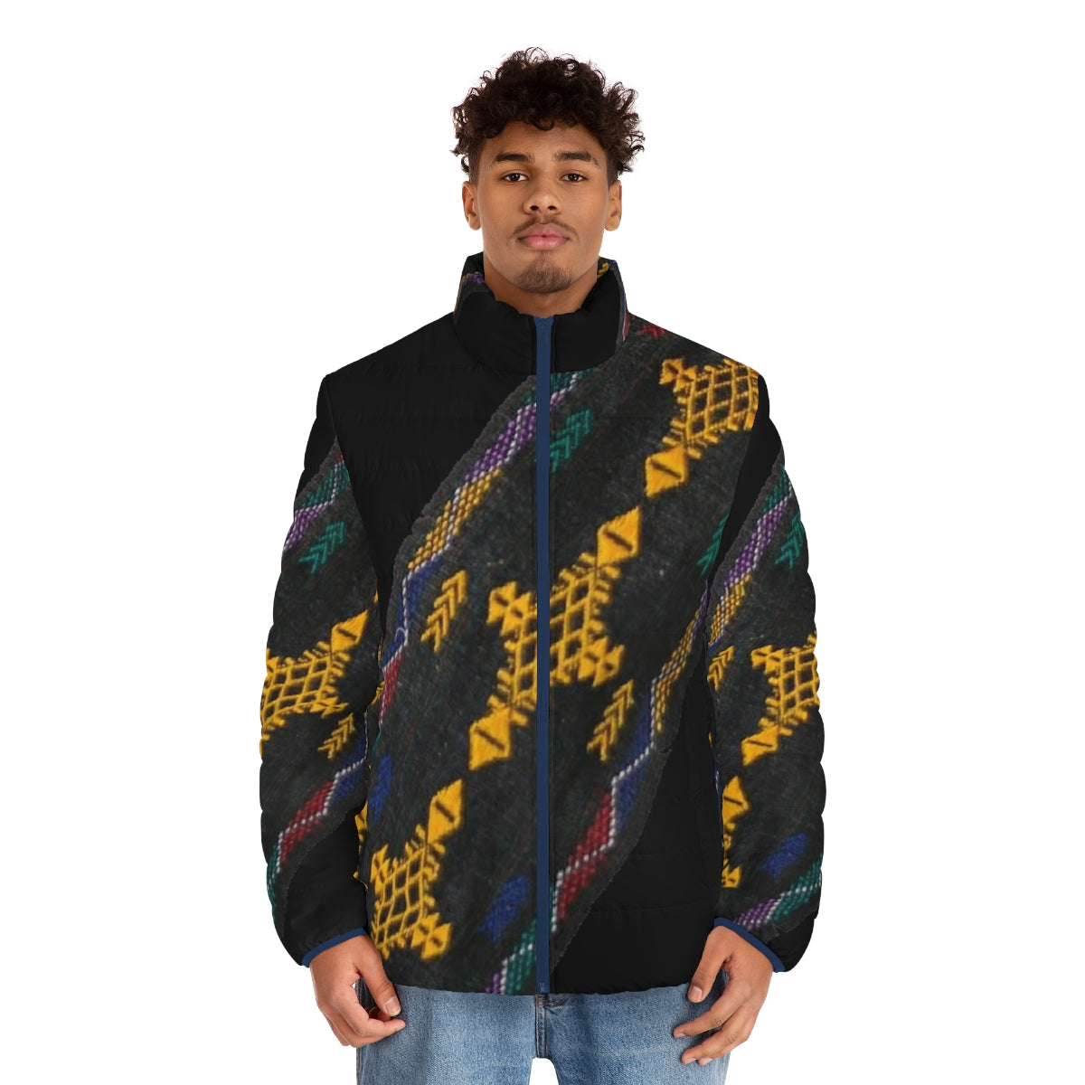 Habesha Puffer Jacket in Vibrant Ethiopian Cultural Design - men front