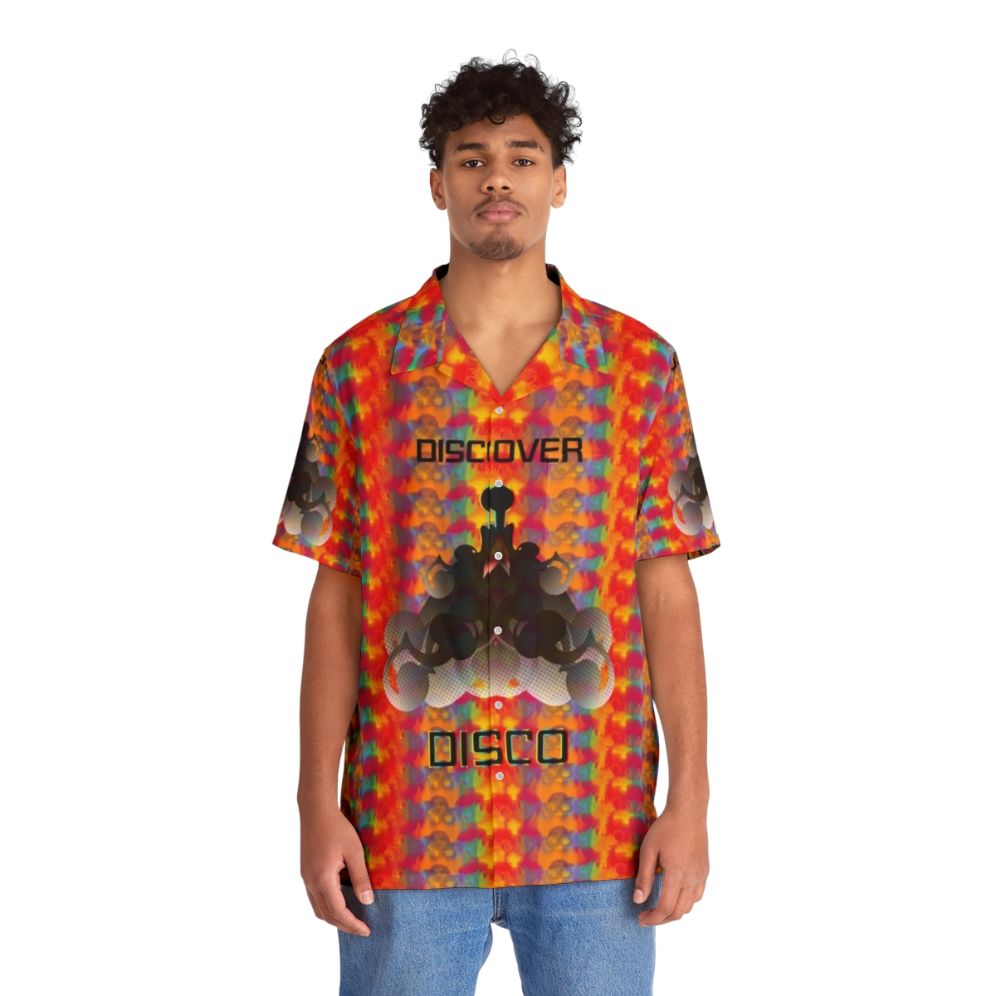 Multicolored Hawaiian-style shirt with psychedelic star trek inspired design - People Front