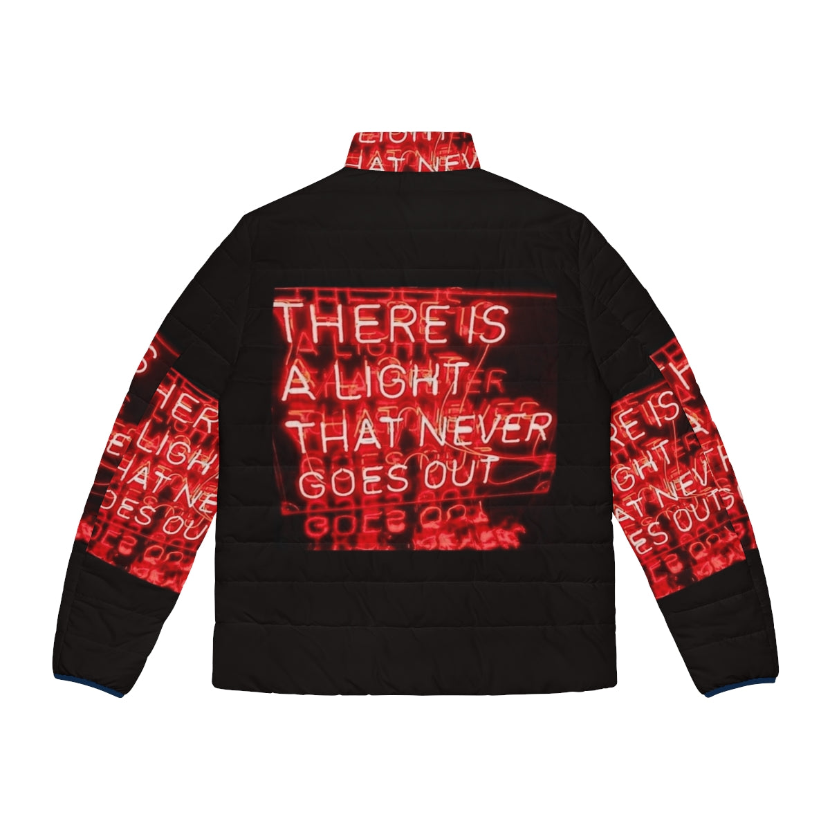 The Smiths "There Is A Light That Never Goes Out" Puffer Jacket with neon lights and red color - Back