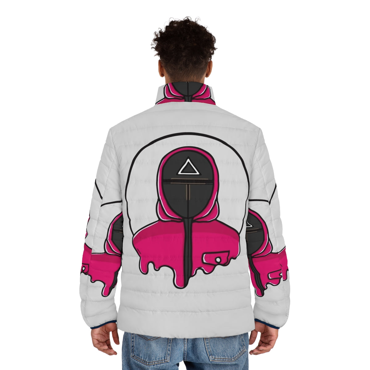 Triangle puffer jacket inspired by the Squid Game Netflix series - men back