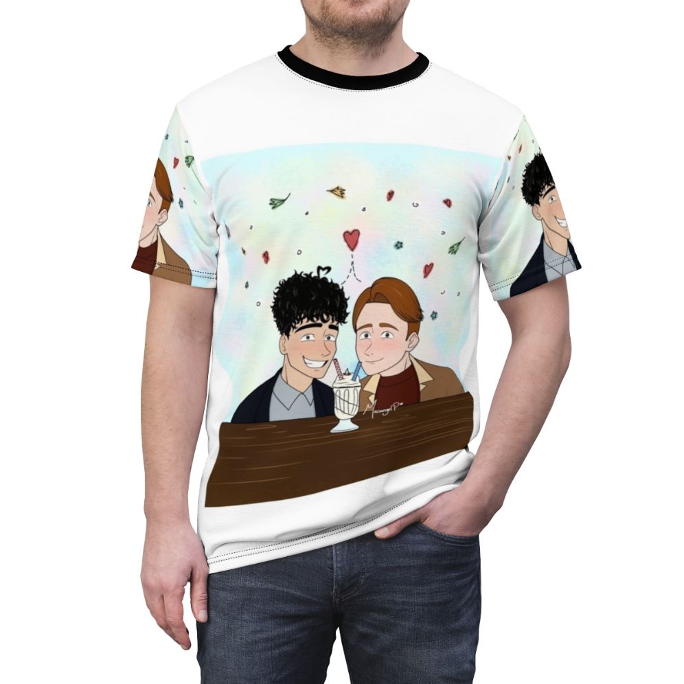 Heartstopper inspired fanart design printed on a high-quality t-shirt - men front