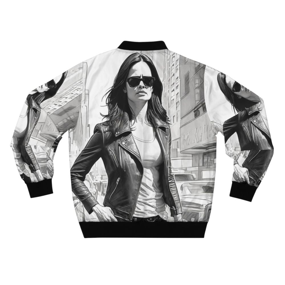 Jessica Jones inspired bomber jacket with realistic drawing details - Back