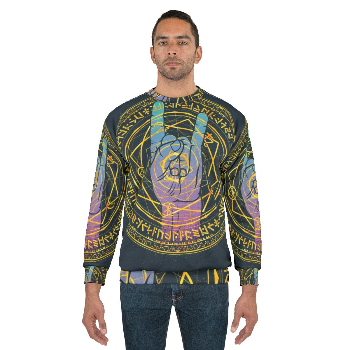 Strange Spell Sweatshirt with Geometric Abstract Design - men