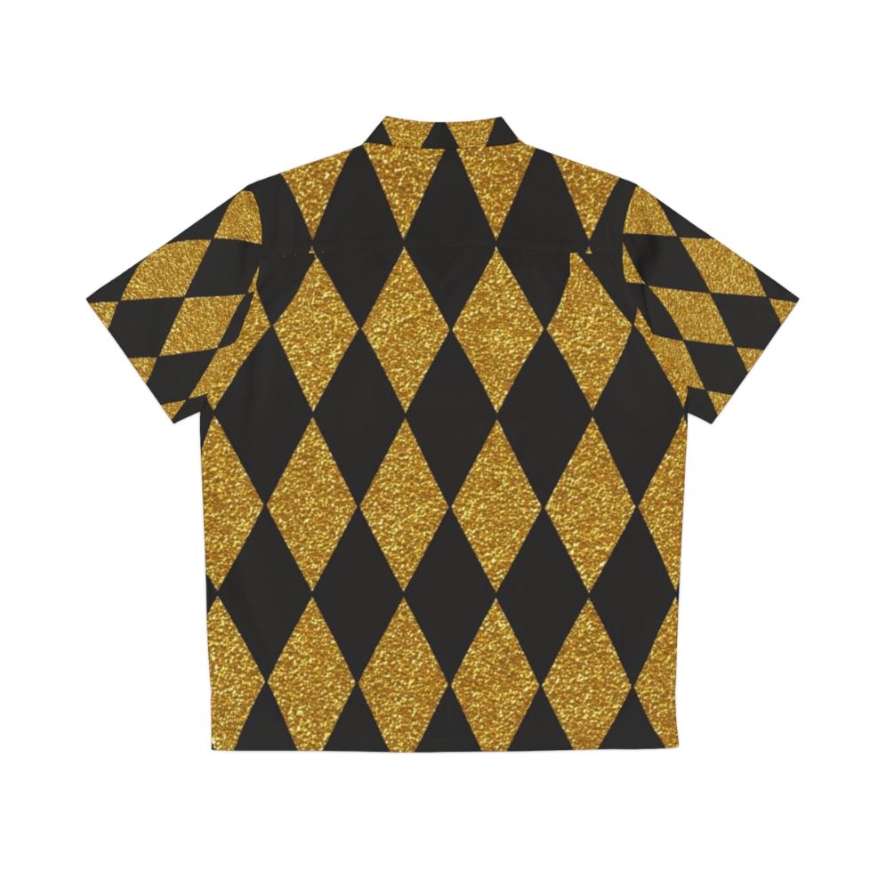 Black and gold harlequin pattern Hawaiian shirt - Back