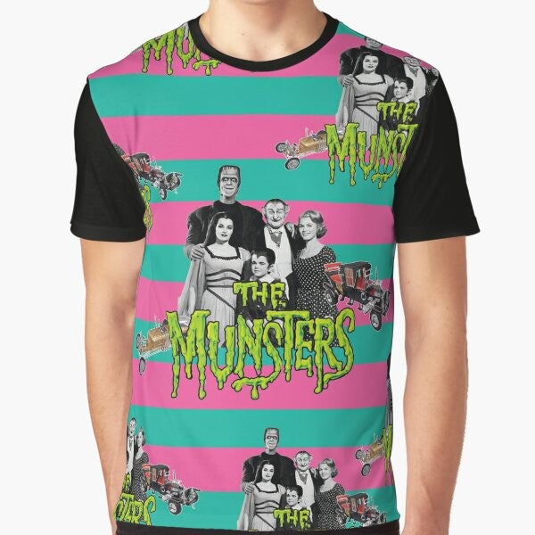 The Munsters 1960s Comedy Horror Series Graphic T-Shirt featuring the Munster family characters