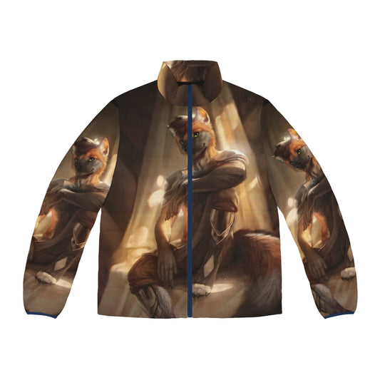 Contentment Puffer Jacket - Anthro canine digital art featuring a wolf or dog-like character