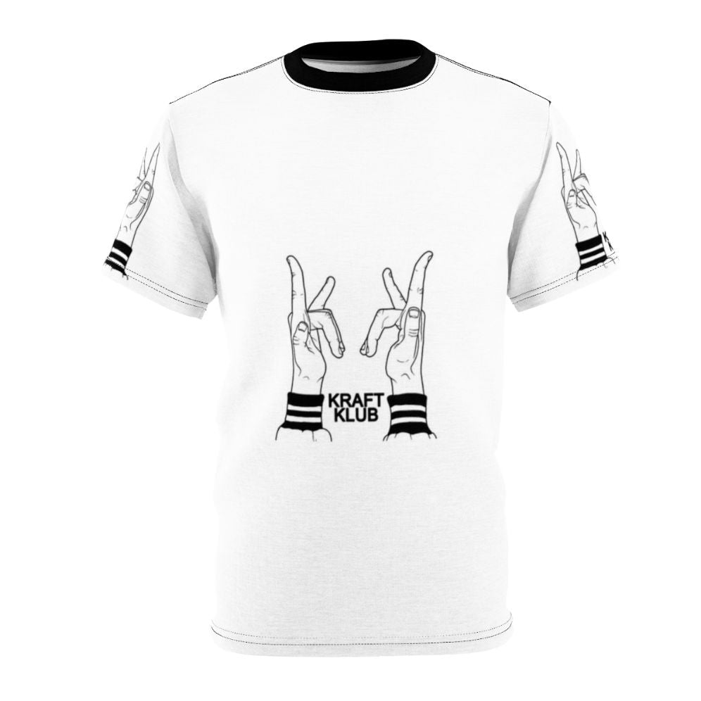 Kraftklub-inspired all-over-print t-shirt featuring the band's logo and iconography