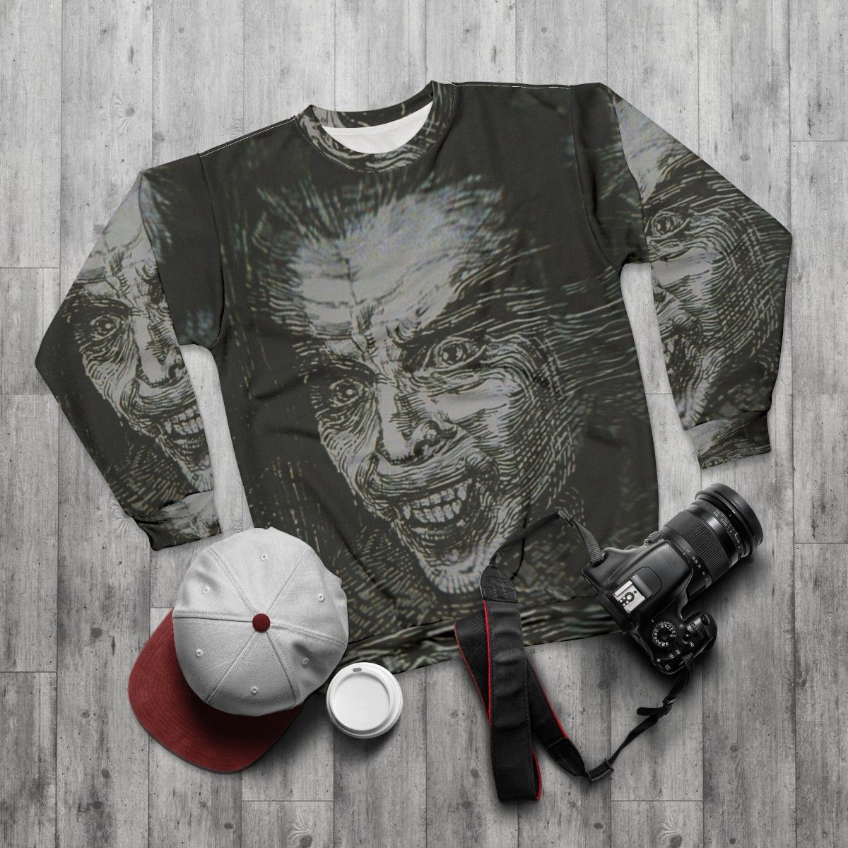 Vintage Dracula Artwork Sweatshirt - flat lay