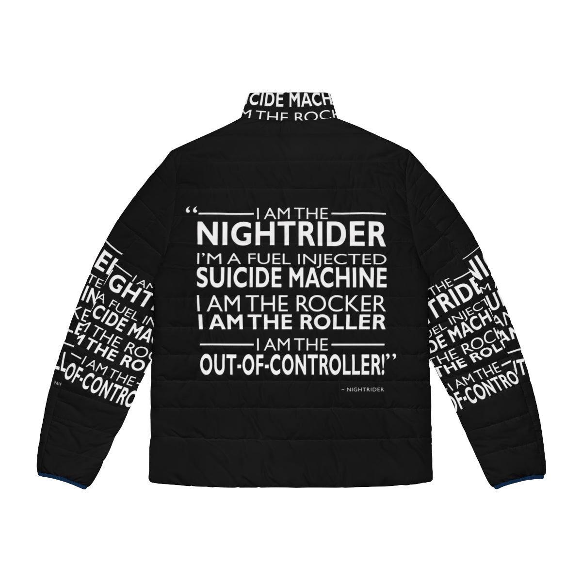 "I Am The Nightrider Puffer Jacket - Iconic Mad Max-Inspired Style" - Back