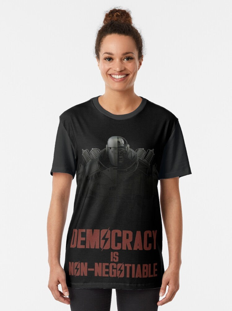 Fallout Liberty Prime Democracy is Non-Negotiable Graphic T-Shirt - Women