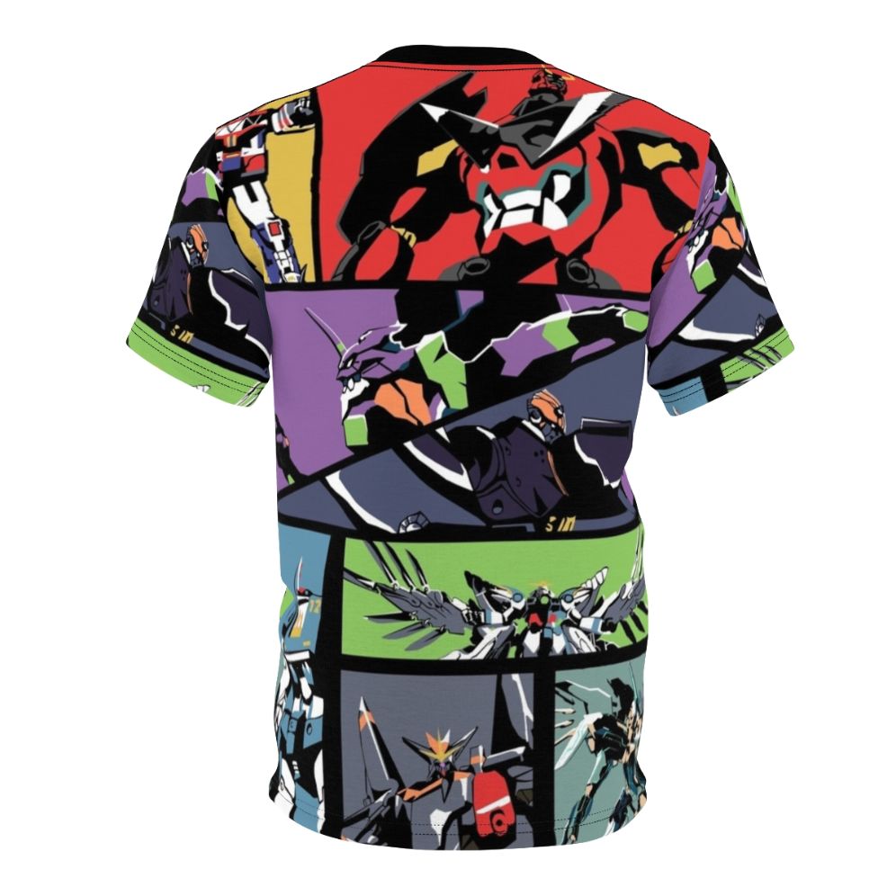 Anime-inspired t-shirt featuring a super robot, mecha, and other giant robot designs - Back