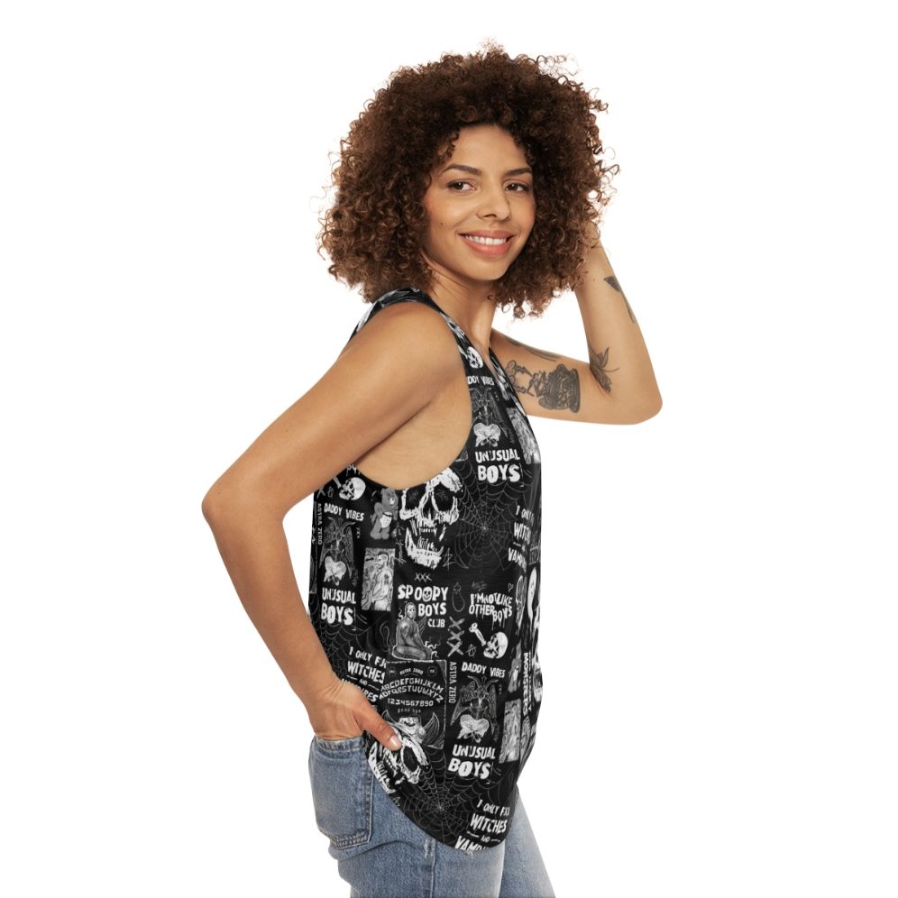 Unisex goth punk tank top with LGBTQ pride design - women side