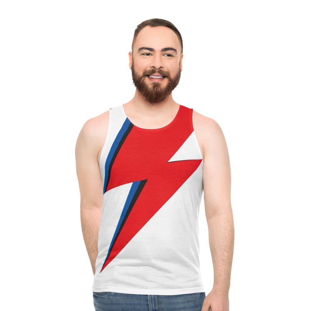 Glam rock inspired lightning bolt unisex tank top - men