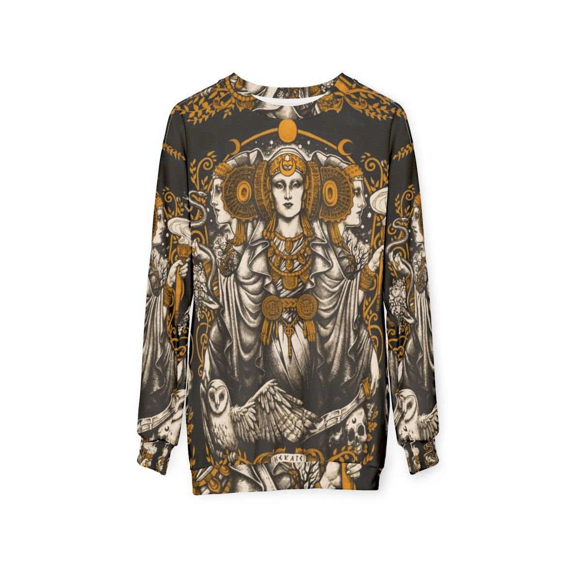 Iberian Hecate Sweatshirt with art nouveau and medusa design - hanging