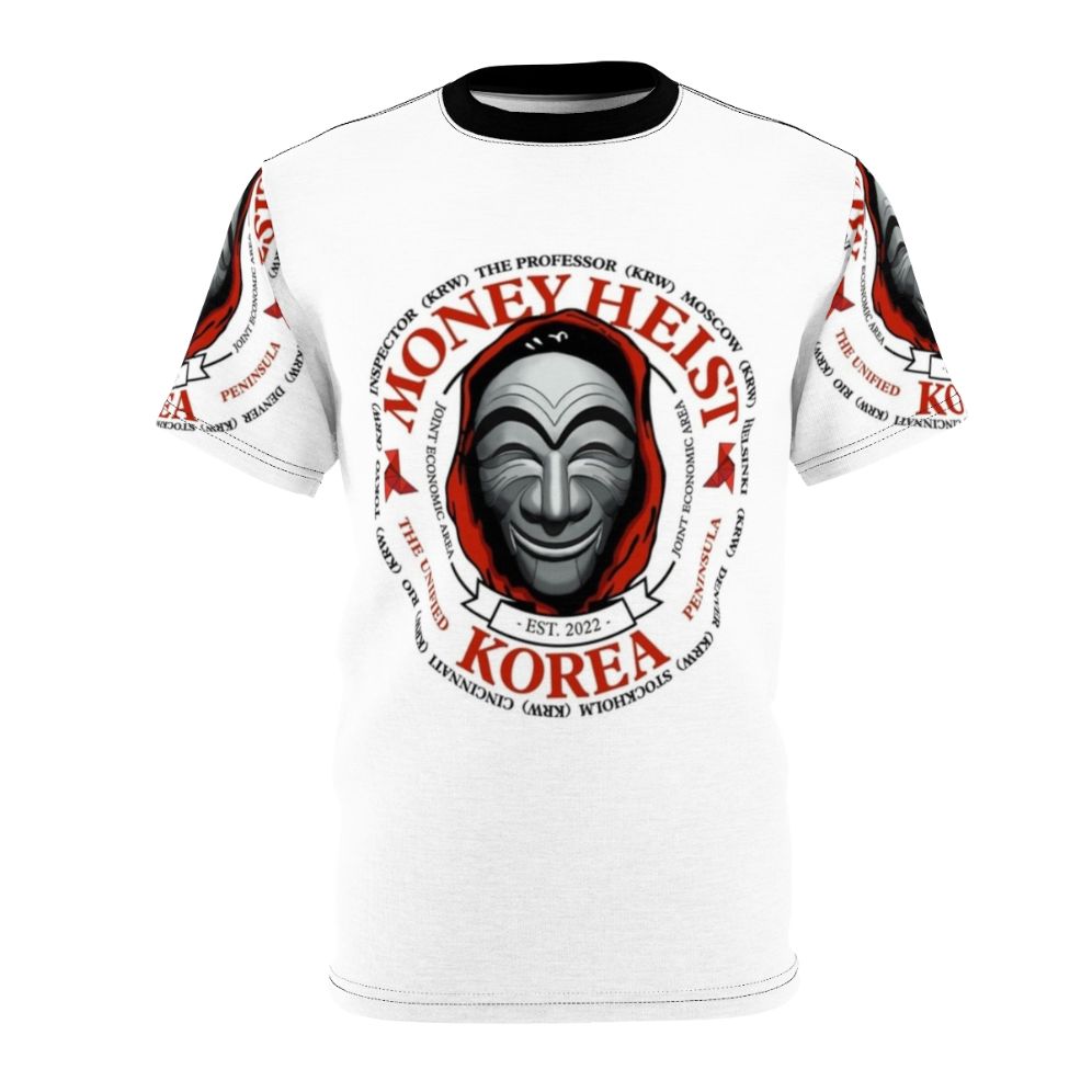 A high-quality t-shirt featuring a bold design inspired by the Korean drama "Money Heist: Korea - Joint Economic Area".