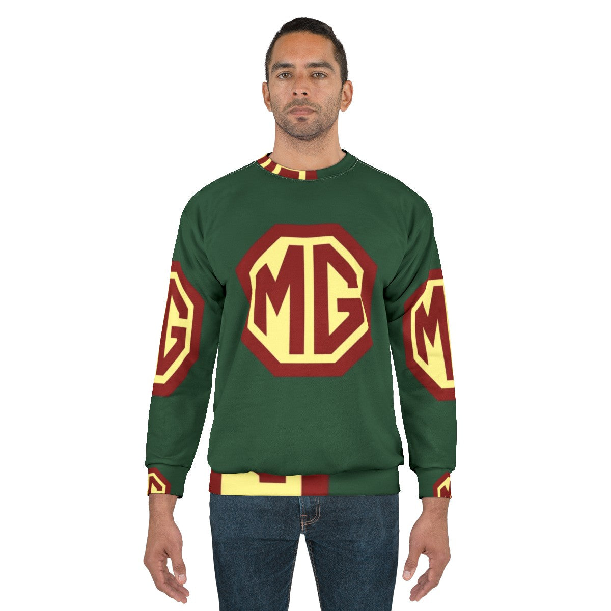 Classic MG sports car logo on a comfortable sweatshirt - men