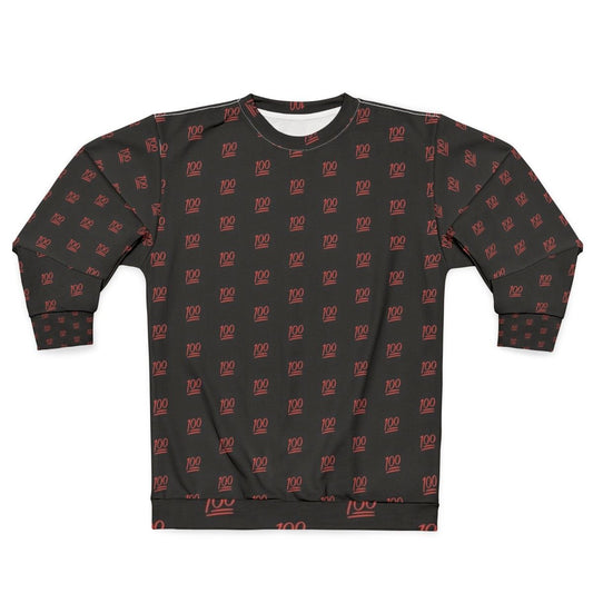 100 emoji sweatshirt with red emoji pattern design