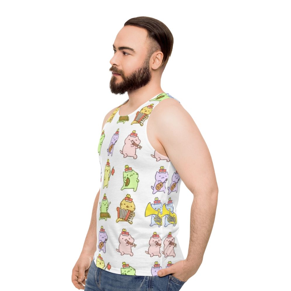 Mitchiri Neko unisex tank top with cute cat design - men side