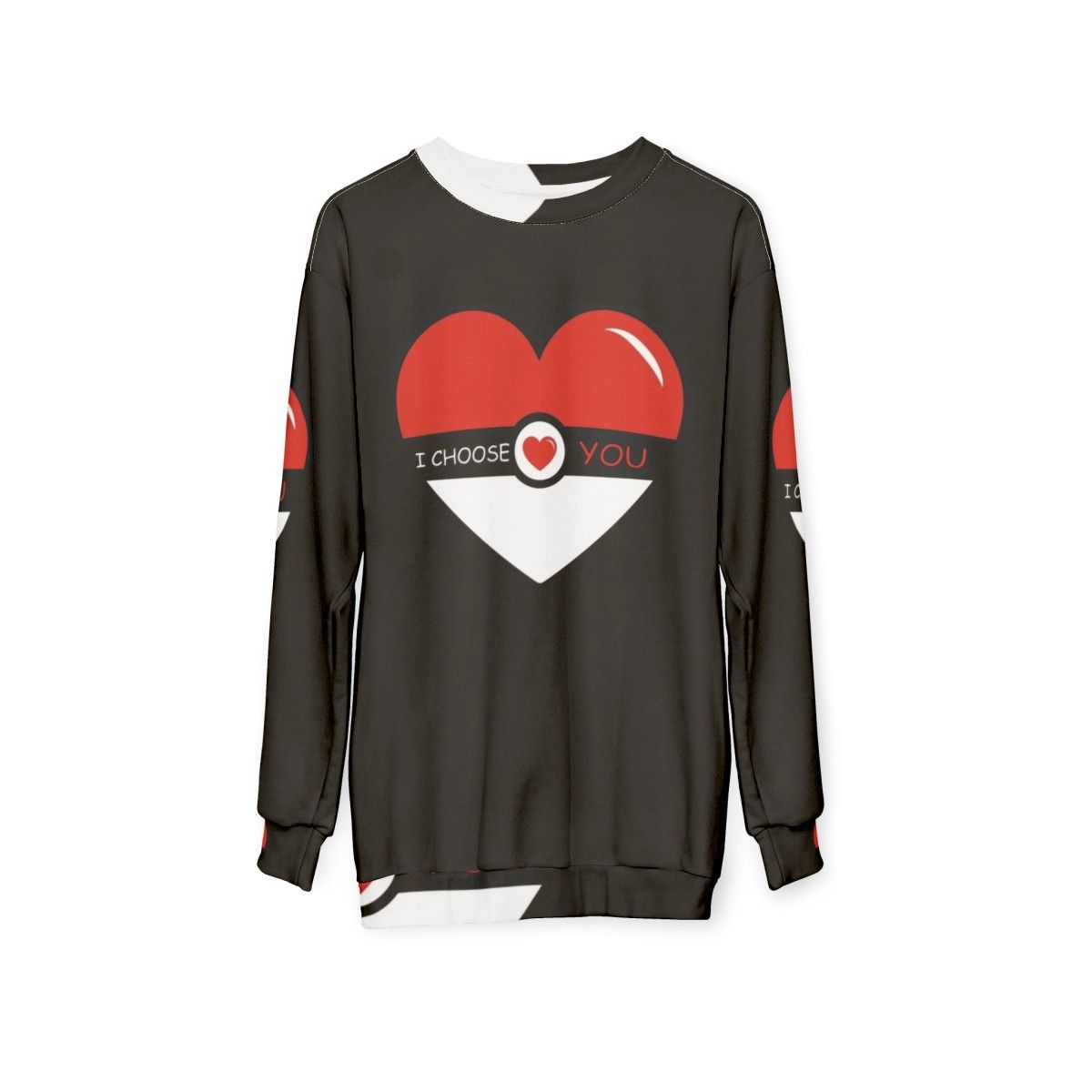 I Choose You Pokemon Valentines Day Sweatshirt with Pokeball Design - hanging