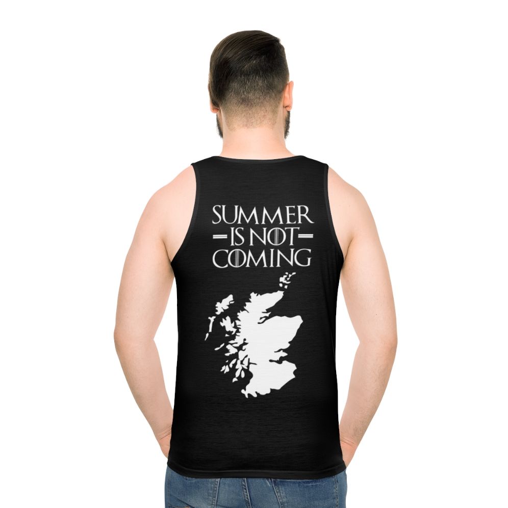 Summer Is Not Coming Scotland White Text Unisex Tank Top - men back