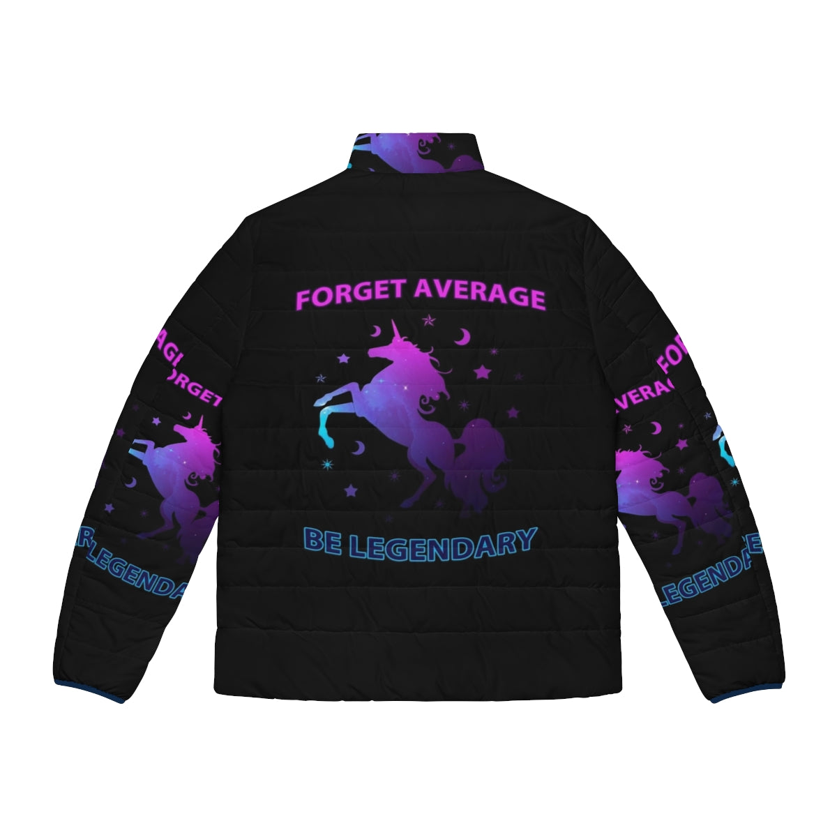 Legendary puffer jacket with unicorn and galaxy design - Back