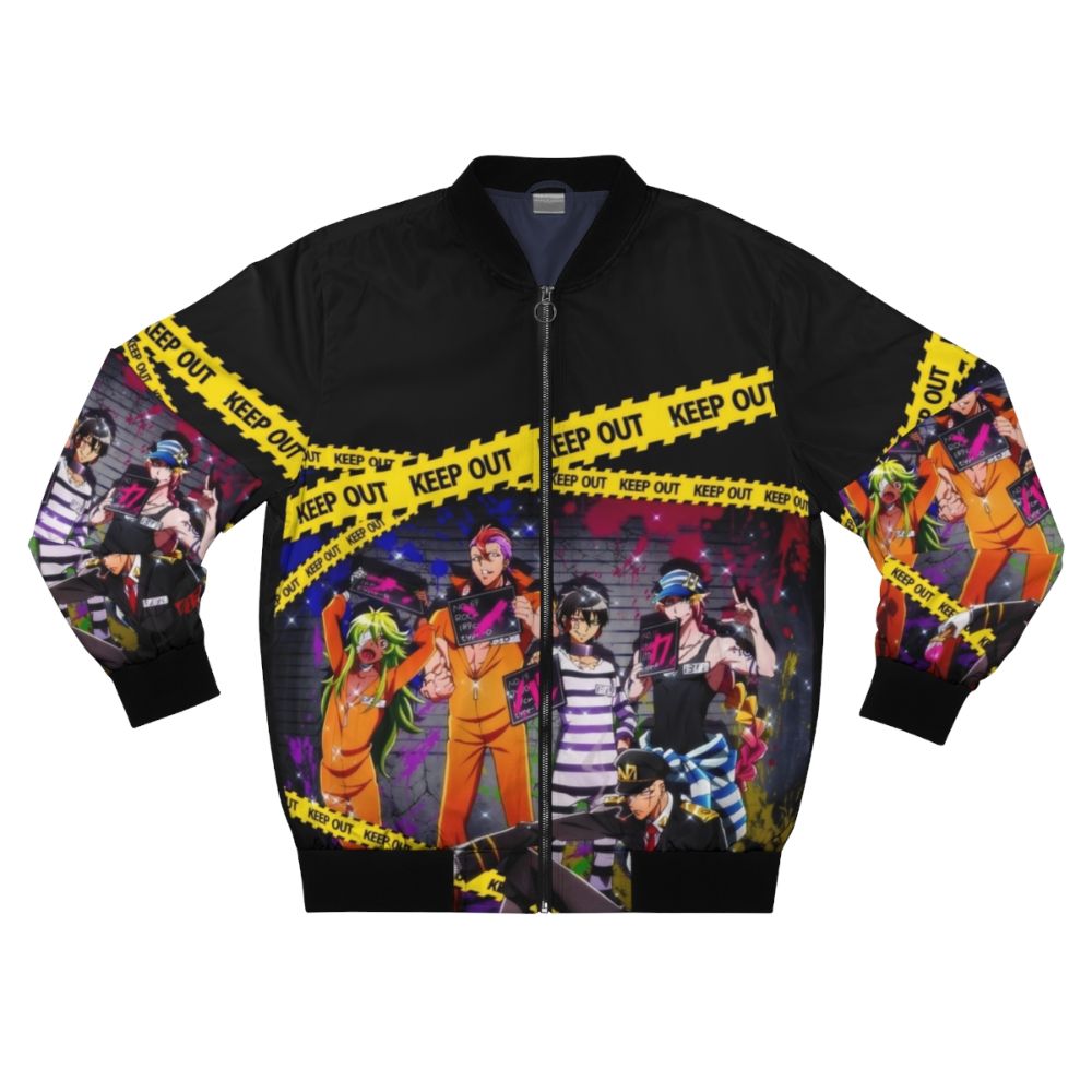 Nanbaka anime-inspired bomber jacket featuring characters from the series