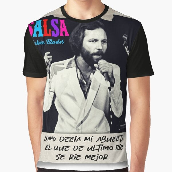 Ruben Blades "Decisiones" Graphic T-Shirt featuring the iconic salsa artist and Latin music icon