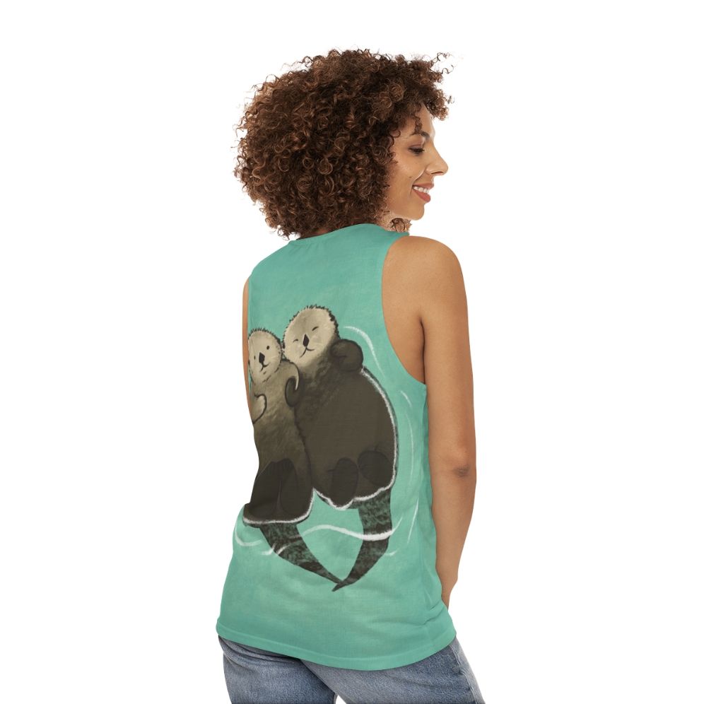 Otters Holding Hands Unisex Tank Top - women back