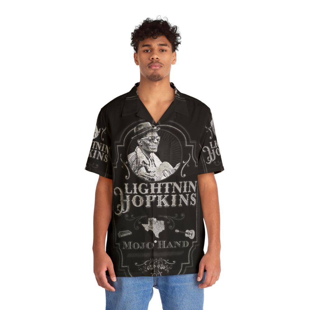 Lightnin Hopkins tribute Hawaiian shirt featuring blues guitar and Texas blues music - People Front