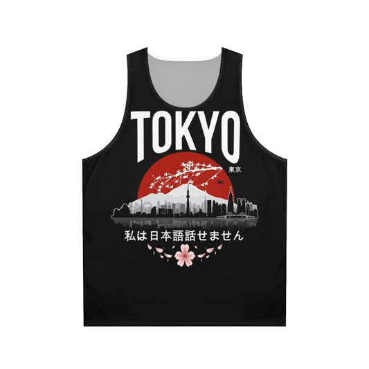 Tokyo Unisex Tank Top featuring "I Don't Speak Japanese" design