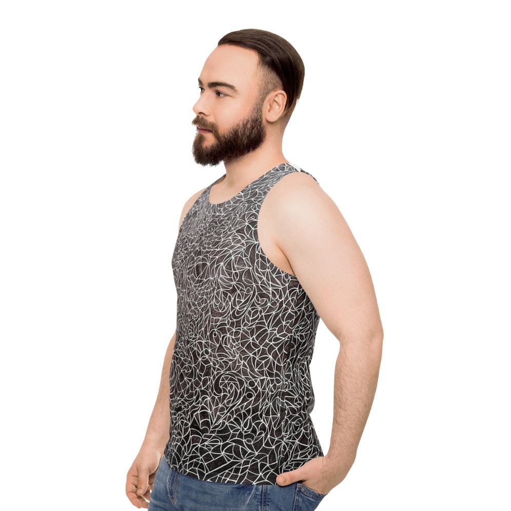 Unisex tank top with a music tessellation pattern - men side