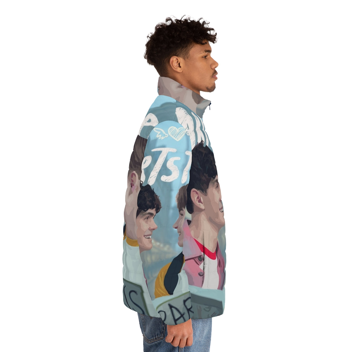 Heartstopper Netflix Puffer Jacket with Characters - men side right