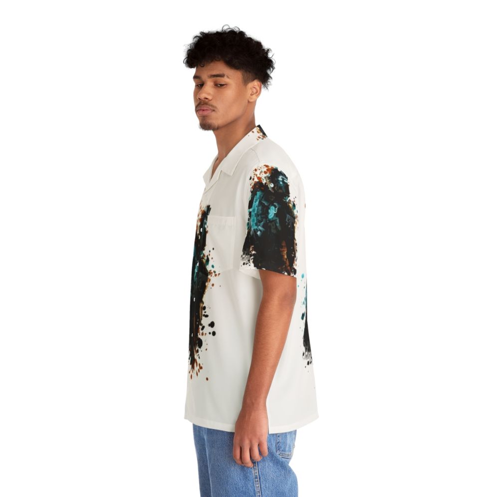 Dead Space Dark Splatter Hawaiian Shirt with Isaac Clarke and Splatter Art - People Left