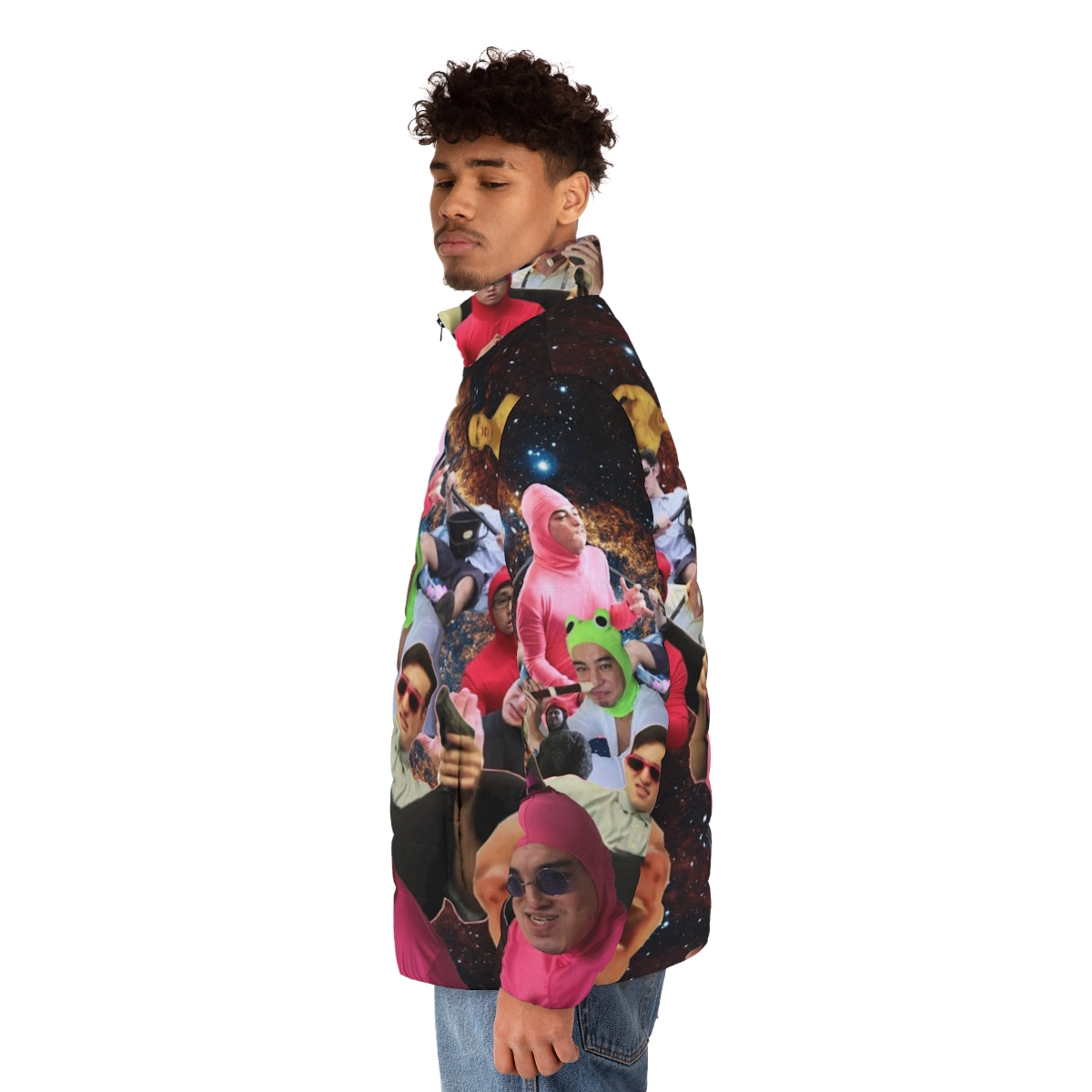 Filthy Frank Puffer Jacket - Graphic design featuring popular YouTube personalities - men side left