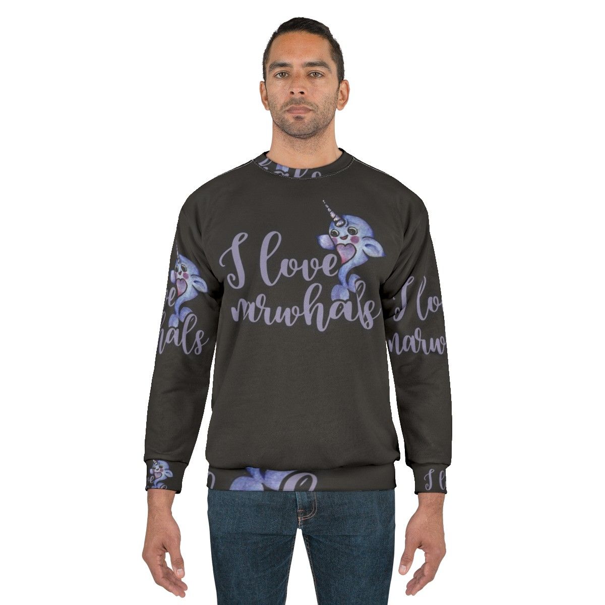 Adorable I Love Narwhals Purple and Pink Sweatshirt - men