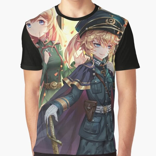 Graphic t-shirt featuring Tanya, the main character from the Youjo Senki anime series