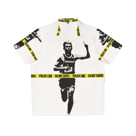 Banksy Marathon Runner Police Line Hawaiian Shirt