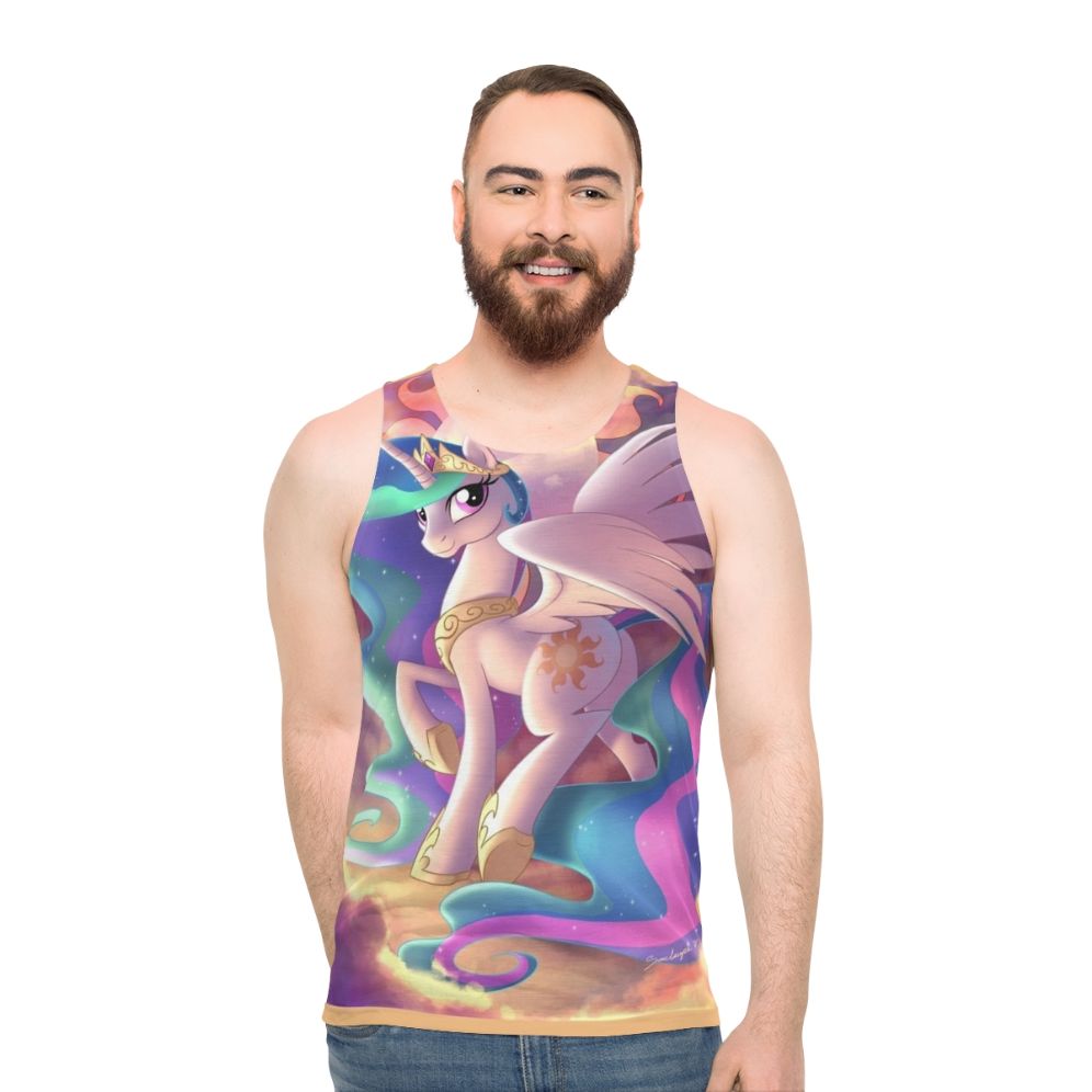 Unisex tank top with a celestial alicorn design inspired by My Little Pony - men