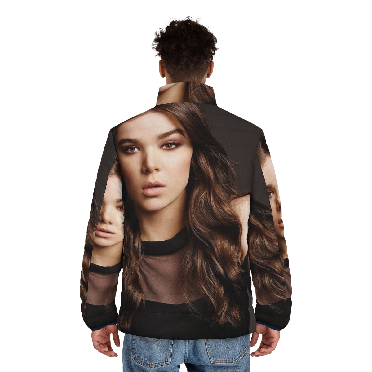 Hailee Steinfeld wearing a stylish puffer jacket - men back