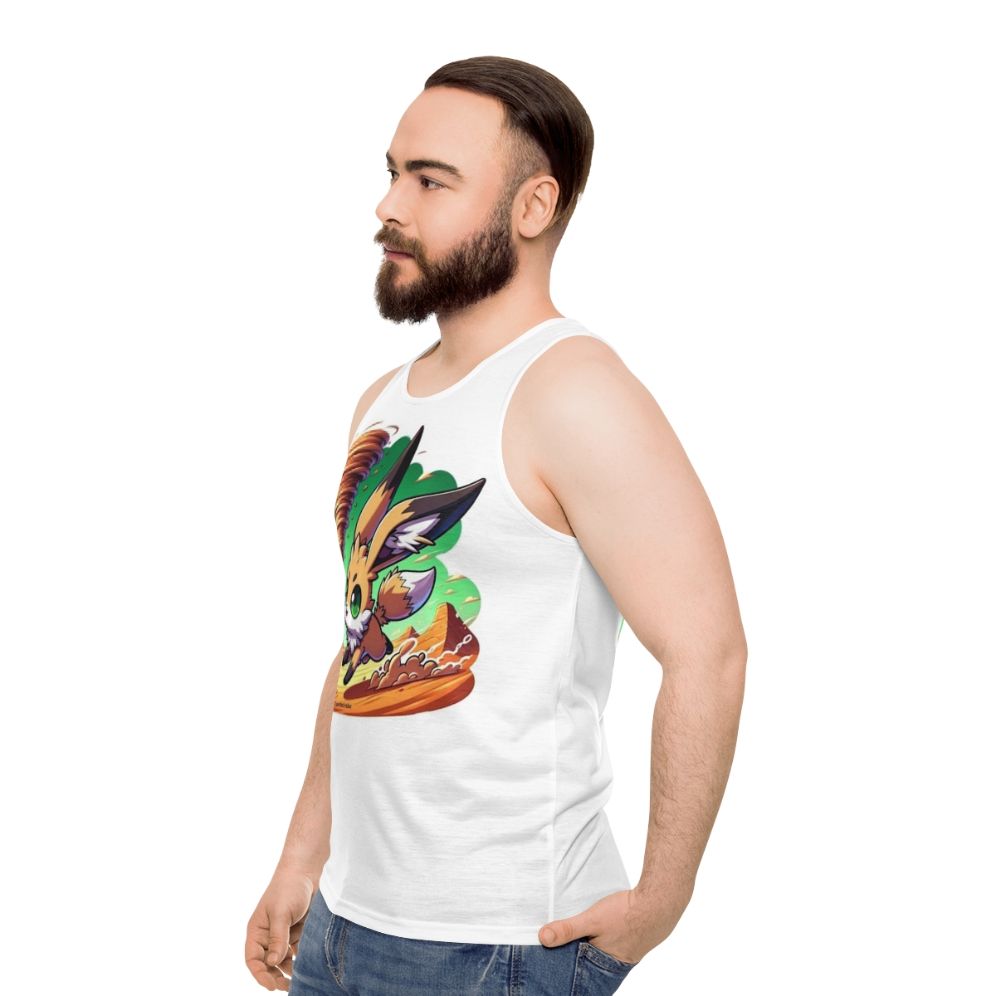 Unisex tank top with legendary desert animals, rabbit and fox - men side