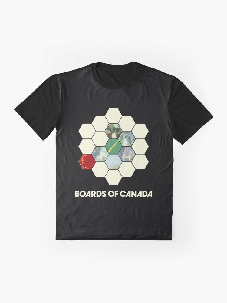 Boards of Canada graphic t-shirt featuring retro 80s electronic music design - Flat lay