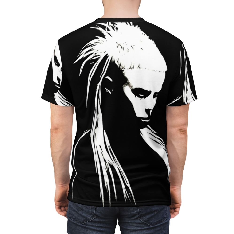 Yolandi Visser portrait pen and pencil drawing t-shirt design, inspired by the alternative South African music group Die Antwoord - men back