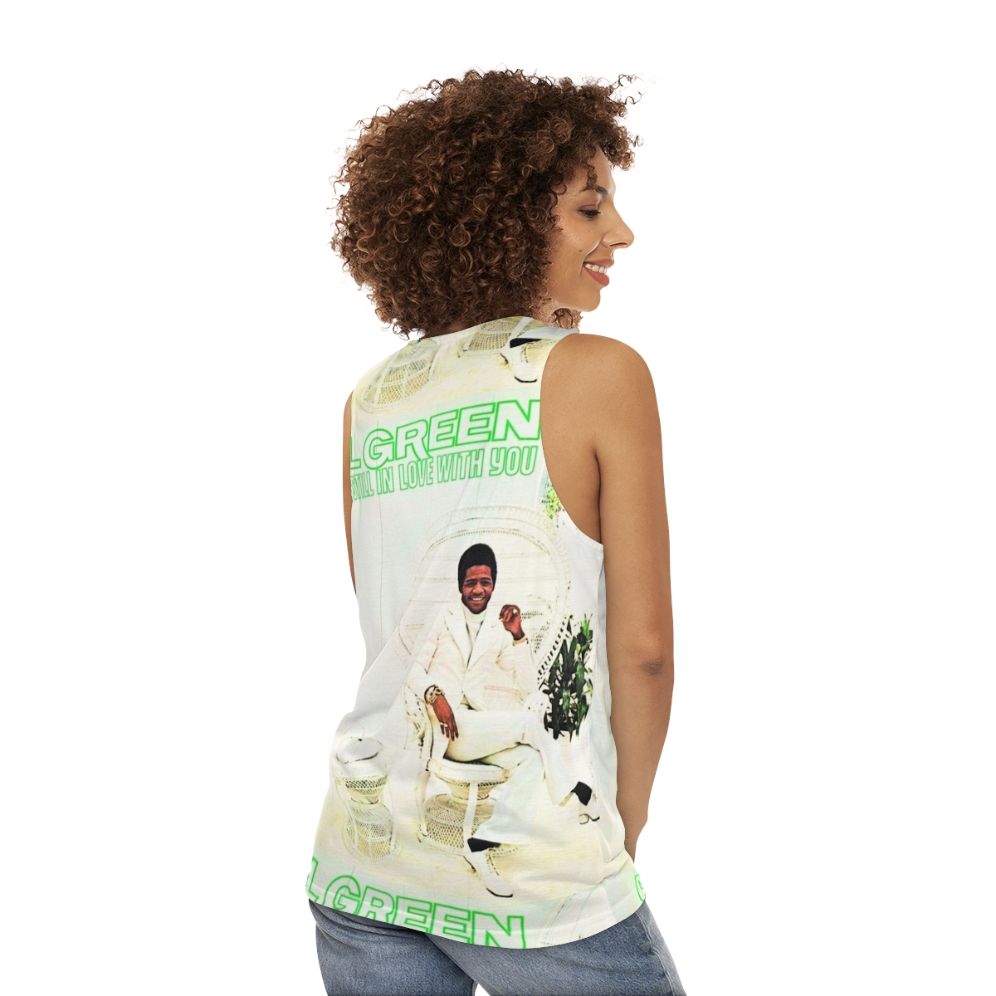 Retro album cover unisex tank top featuring funk and soul music - women back